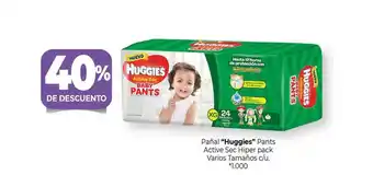La Anonima Pañal Huggies Pants Active Sec Hiper Pack Varios Tamaños c/u oferta