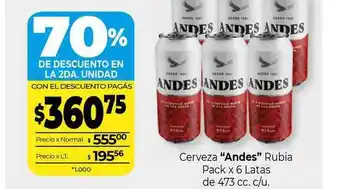 La Anonima Cerveza Andes Rubia Pack 6 Latas oferta