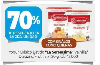 La Anonima Yogur Clásico Batido La Serenísima Vainilla Durazno Frutilla x 120g oferta