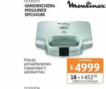 Cetrogar Sandwichera Moulinex Sm154180 oferta