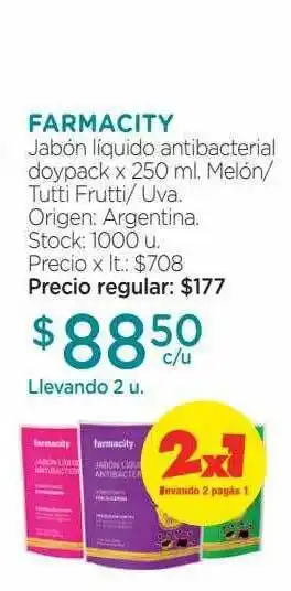 Farmacity Farmacity Jabó Líquido Antibacterial Doypack x 250ml oferta
