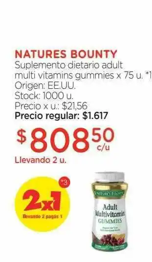 Farmacity Natures Bounty Suplemento Dietario Adult Multi Vitamins Gummies oferta