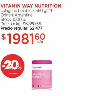 Farmacity Vitamin Way Nutrition Colágeno Bebible X360 Gr -20% De Descuento oferta