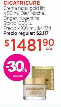 Farmacity Cicatricure Crema Facial Gold Lift X 50ml oferta