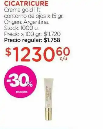 Farmacity Cicatricure Crema Gold Lift Contorno De Ojos x 15gr oferta