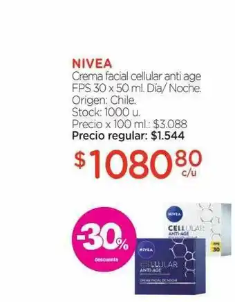 Farmacity Nivea Crema Facial Celular Anti Age Fps 30 x 80ml oferta