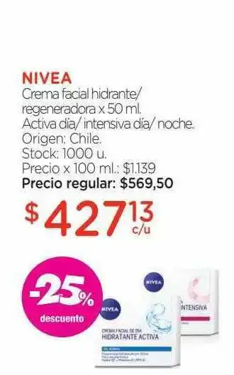 Farmacity Nivea Crema Facial Hidrante Regenradora x 50ml oferta