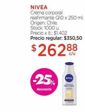 Farmacity Nivea Crema Corporal Reafirmante Q10 x 250ml oferta