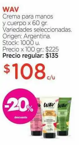 Farmacity Wav Crema Para Manos Y Cuerpo x 60gr oferta
