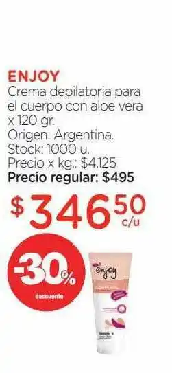 Farmacity Enjoy Crema Depilatoria Para El Cuerpo Con Aloe Vera x 120gr oferta