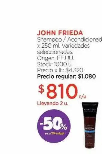 Farmacity John Frieda Shampoo Acondicionador x 250ml oferta