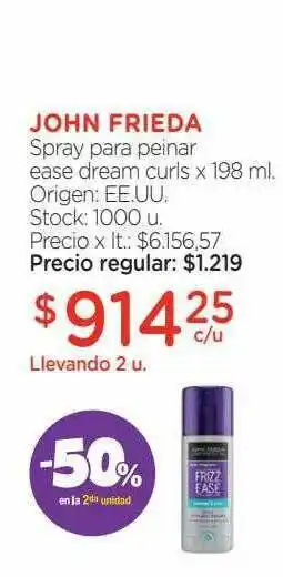Farmacity John Frieda Spray Para Peinar Ease Dream Curls x 198ml oferta