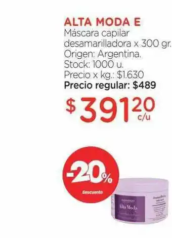 Farmacity Alta Moda E Máscara Capilar Desamarilladora x 300gr oferta