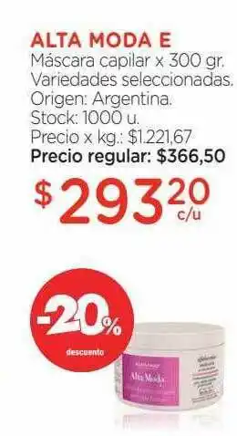 Farmacity Alta Moda E Máscara Capilar x 300gr oferta