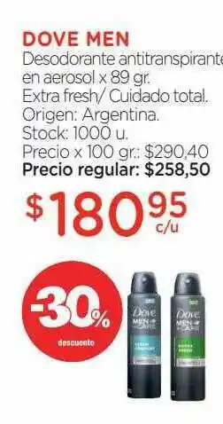Farmacity Dove Men Desodorante Antitranspirante En Aerosol Extra Fresh Cuidado Total x 89gr oferta