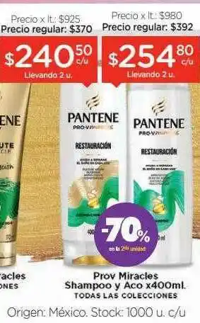 Farmacity Prov Miracles Shampoo Y Aco x 400ml oferta