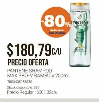 La Santé Pantene Shampoo Max Pro-v Bambú x 200ml oferta