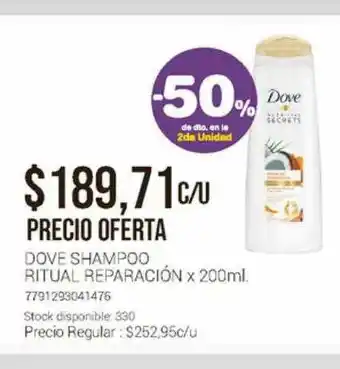 La Santé Dove Shampoo Ritual Reparación x 200ml oferta