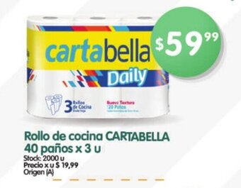 Supermercados Buenos Días Cartabella Rollo de cocina 40 paños x 3 u oferta