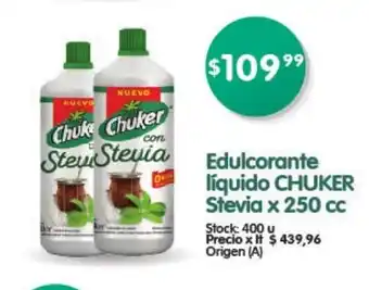 Supermercados Buenos Días Chuker Edulcorante Liquido Stevia x 250cc oferta