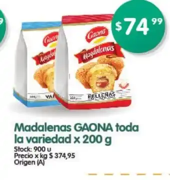 Supermercados Buenos Días Madalenas Gaona toda la variedad x 200g oferta