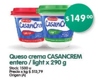 Supermercados Buenos Días Casancrem Queso Crema entero/light 290g oferta