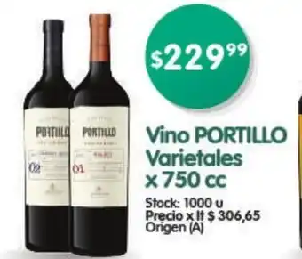 Supermercados Buenos Días Portillo Vino Varietales x 750cc oferta