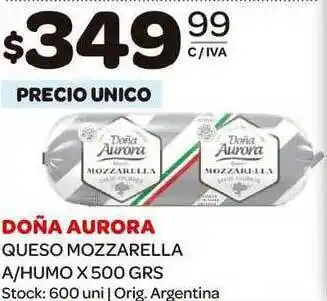 Carrefour Maxi Doña Aurora Queso Mozzarella A/Humo x 500grs oferta