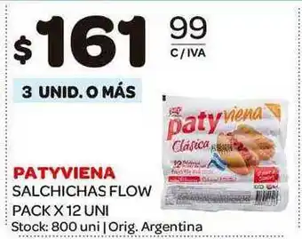 Carrefour Maxi Patyviena Salchichas Flow Pack x 12 uni oferta