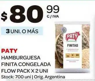 Carrefour Maxi Paty Hamburguesa Finita Congelada Flow Pack x 2 Uni oferta