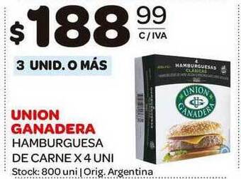 Carrefour Maxi Union Ganadera Hamburguesa De Carne x 4 uni oferta