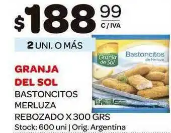 Carrefour Maxi Granja Del Sol Bastoncitos Merluza Rebozado x 300grs oferta