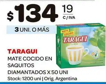 Carrefour Maxi Taragui Mate Cocido En Saquitos Diamantados x 50 uni oferta