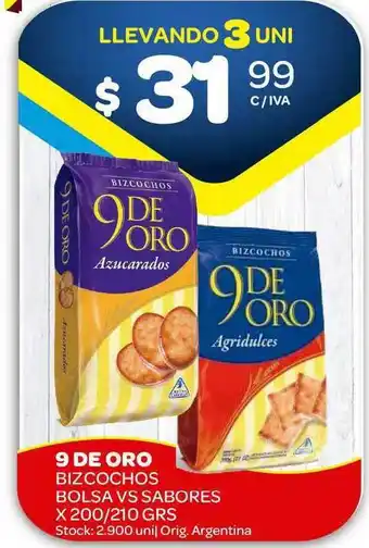 Carrefour Maxi 9 De Oro Bizcochos Bolsa vs Sabores x 200/210grs oferta