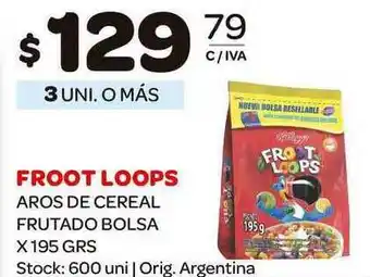 Carrefour Maxi Froot Loops Aros De Cereal Frutado Bolsa x 195grs oferta