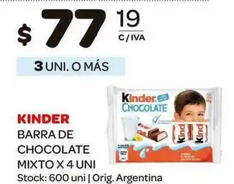 Carrefour Maxi Kinder Barra De Chocolate Mixto x 4 Uni oferta