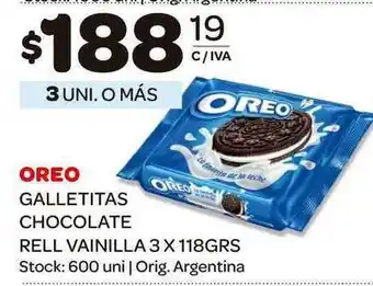 Carrefour Maxi Oreo Galletitas Chocolate Rell Vainilla 3x118grs oferta