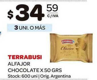 Terrabusi Alfajor Chocolate x 50grs