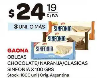 Carrefour Maxi Gaona Obleas Chocolate/Naranja/Clasicas Sinfonia x 100grs oferta