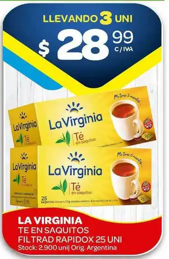 Carrefour Maxi La Virginia Te En Saquitos Filtrad Rapidox 25uni oferta