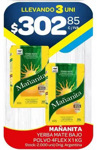 Carrefour Maxi Mañanita Yerba Mate Bajo Polvo 4flex x 1kg oferta