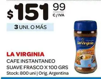 Carrefour Maxi La Virginia Café Instantaneo Suave Frasco x 100grs oferta