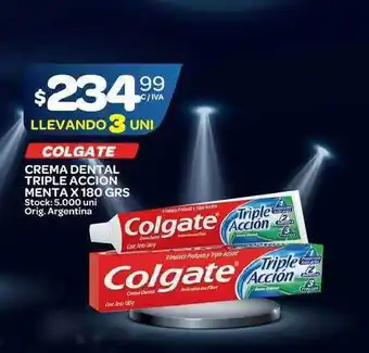 Carrefour Maxi Colgate Creme Dental Triple Accion Menta x 100grs oferta