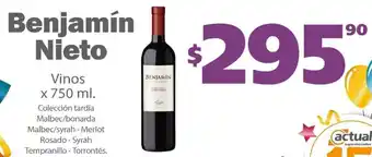 Actual Supermercados Benjamín Nieto Vinos x 750 ml oferta