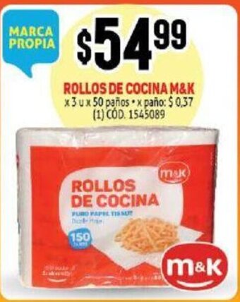 Makro M&K Rollos De Cocina x 3 u x 50 paños oferta
