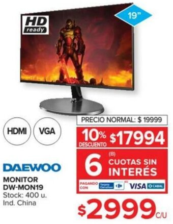 Carrefour Daewoo Monitor DW-MON19 oferta