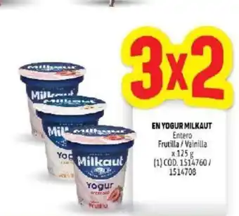 Makro Milkaut En Yogur Entero Frutilla/ Vainilla x 125g oferta