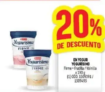 Makro Yogurísimo En Yogur Firme / Frutilla / Vainilla x 190g oferta