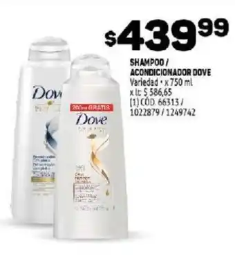 Makro Dove Shampoo / Acondicionador x 750ml oferta