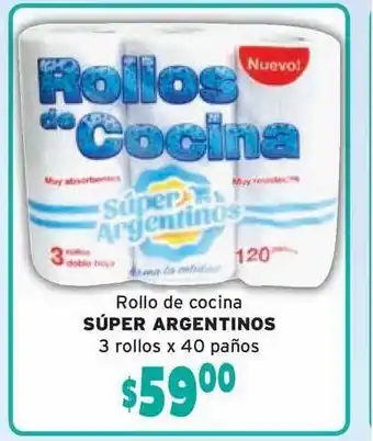 El Solar Supermercados Súper Argentinos Rollo De Cocina 3 rollos x 40 paños oferta
